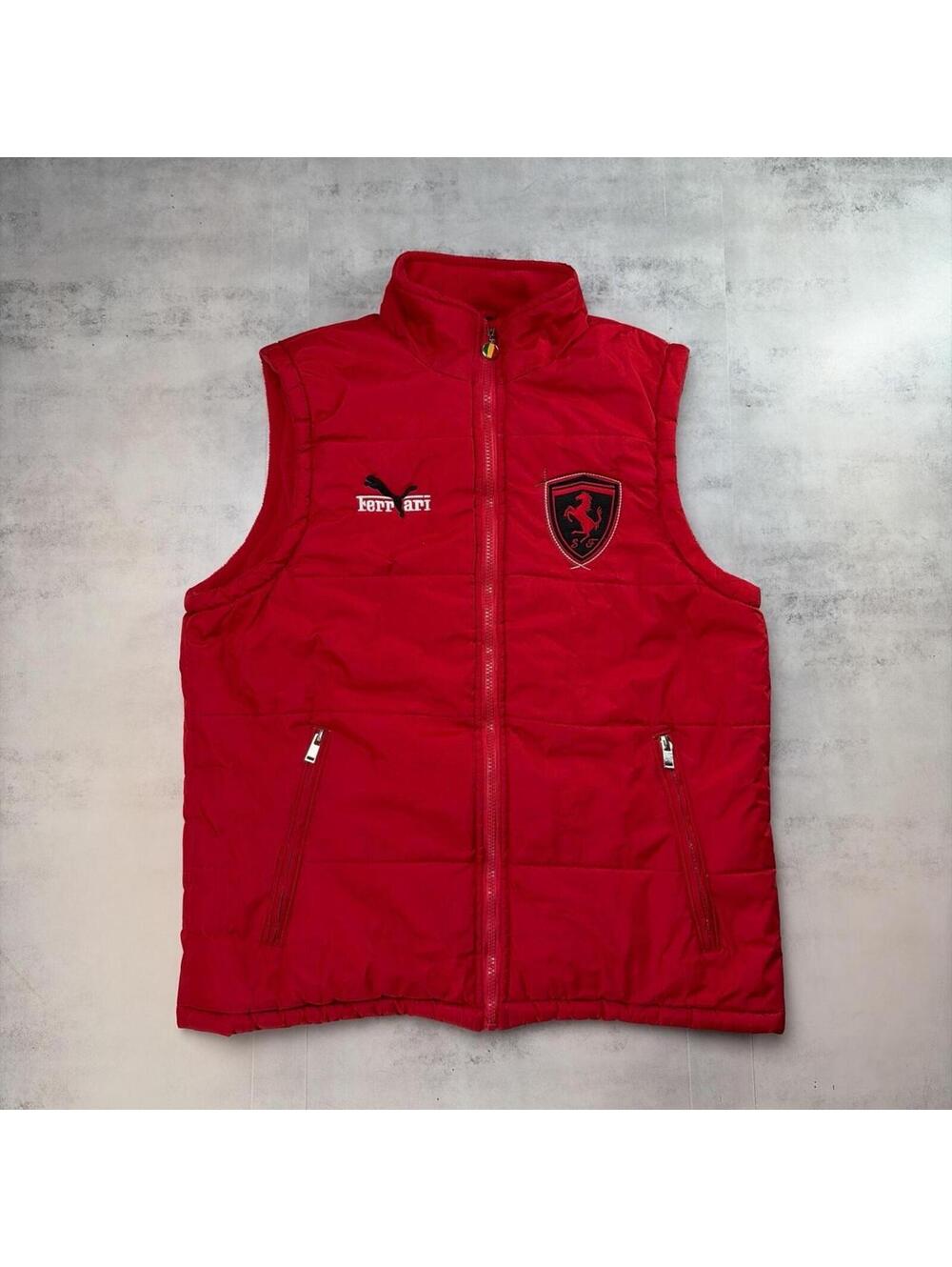 Vintage 90’s Red Ferrari Racing Puffer Vest